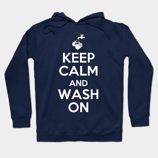 Keep Calm and Wash On (blue) Hoodie by haberdasher92